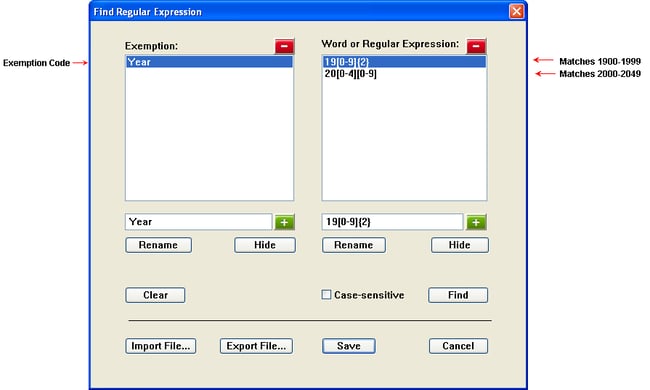 Find Regular Expression list file