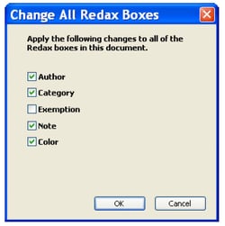 Change All Redax Box properties dialog