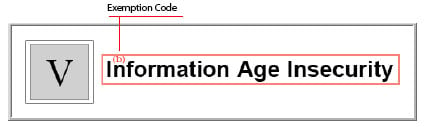 Exemption code displaying inside a Redax box