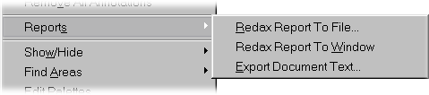 Redax report menu