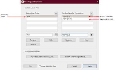 Find Regular Expression Dialog