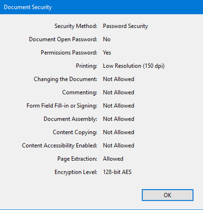 Document Security properties