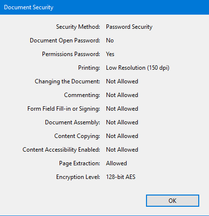 Document Security tab
