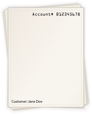 image of document showing account number in top right and customer name in bottom left
