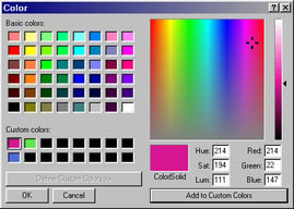 Color picker for custom color