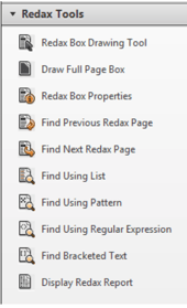 Redax options in the Tools Menu